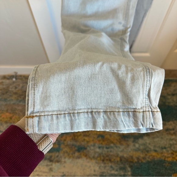 NWT WeWoreWhat slouchy slit overalls light wash high rise straight leg split hem - Picture 6 of 15